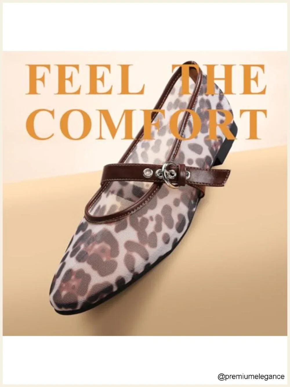 Mesh Ballet Flats Mary Jane Animal Print Slip On Breathable Ballerina Flats